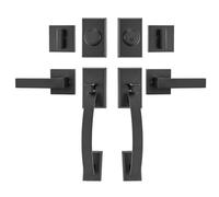 VEVOR Set Maniglia per Porta Doppia, Leva per Porta ad Arco Nero Opaco, Set Maniglia per Porta Doppia con Leva Maniglia Reversibile, Set Serratura per Porta Doppia Resistente con Ciuccio