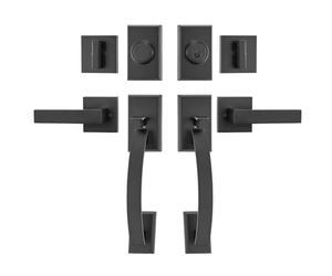 VEVOR Set Maniglia per Porta Doppia, Leva per Porta ad Arco Nero Opaco, Set Maniglia per Porta Doppia con Leva Maniglia Reversibile, Set Serratura per Porta Doppia Resistente con Ciuccio