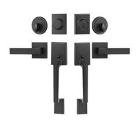 VEVOR Set Maniglia per Porta Doppia, Leva per Porta Quadrata Nera Opaca, Set Maniglia per Porta Doppia con Leva Maniglia Reversibile, Set Serratura per Porta Doppia Resistente con Ciuccio