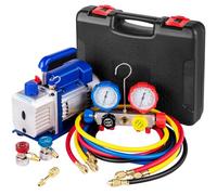 VEVOR Set Manometro per Pompa per Vuoto 135,92 L/min Set Pompa per Vuoto, Stadio Singolo per Sistemi di Raffreddamento HVAC A/C, Manometro 4 Vie, 1440 Giri/min Borsa da Trasporto per Condizionatori