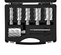 VEVOR Set Punte per Svasatore 6 Pezzi Fresa Anulare Attacchi Universali Diametro 25-50,8 mm Profondità di Foratura 50,8 mm in HSS Acciaio, Punte per Trapano Magnetico di Metalli 6 Punte per Svasatore