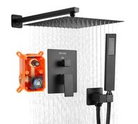 VEVOR Set Rubinetto Soffione Doccia Quadrata Doccetta 305 mm Nero Opaco