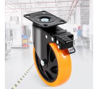 VEVOR Ruote Girevoli Set di 4 Rotelle per Mobili Industriali Ruote Silenziose in PVC Diametro da 127mm con Freno di Bloccaggio A/B Capacità di Carico 204kg per Rotella per Carrelli da Banco da Lavoro