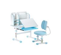 VEVOR Set Scrivania e Sedia da Studio per Bambini con Libreria Cassetto Blu