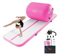 VEVOR Set Tappetino Gonfiabile Ginnastica 2 Pezzi, Attrezzatura da Ginnastica con Rullo ad Aria, Tappetini da Allenamento per Uso Domestico/Palestra/Yoga/Cheerleader/Spiaggia/Parco/Acqua