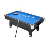 VEVOR Set Tavolo da Biliardo Pieghevole, 213 cm con Finitura in Legno, Portatile Tavolo da Gioco con Piedini Regolabili, Set Completo con Palline, Stecche, Rastrelliera, Gesso, Nero con Panno Blu