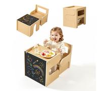 VEVOR Set Tavolo e Sedia Montessori Svezzamento, Banco e Sgabello in Legno