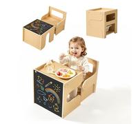 VEVOR Set Tavolo e Sedia Montessori Svezzamento, Banco e Sgabello in Legno