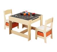 VEVOR Set Tavolo Scrivania con 2 Sedie per Bambini con Bordi Arrotondati | con Spazio di Stoccaggio Contenitore Portaoggetti in Tessuto Sotto Parte Inferiore, per Lettura Studio e Divertimento Svago