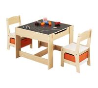 VEVOR Set Tavolo Scrivania con 2 Sedie per Bambini con Bordi Arrotondati, con Spazio di Stoccaggio Contenitore Portaoggetti in Tessuto Sotto Parte Inferiore, per Lettura Studio e Divertimento Svago