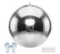 VEVOR Sfera da Discoteca a Specchietti da 600 mm Colore Argento Riflettente, Appendibile, Ideale per Feste, Decorazioni per la Casa e Club, 2 Misure di Piastrelle, per Matrimoni Musica e Compleanni