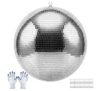 VEVOR Sfera da Discoteca a Specchio da 500 mm Colore Argento Appendibile | per Decorazioni Casa Palcoscenici DJ e Club, con 2 Dimensioni di Piastrelle Riflettenti, per Matrimoni Musica e Compleanni