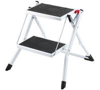 VEVOR Sgabello 2 Gradini Portatile Capacità max. 150 kg, Scaletta Pieghevole in Acciaio 3 Altezza Regolabile, Sgabello Portatile per Casa, Scaletta Antiscivolo per Ufficio Cucina Bagni Camere da Letto