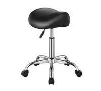 VEVOR Sgabello a Sella con Ruote, Portata 204 kg Sgabello Ergonomico con Rotelle, Sedia a Sella Girevole in Pelle PU Ispessita, Regolabile in Altezza, per Salone Spa Massaggio Clinica, Nero