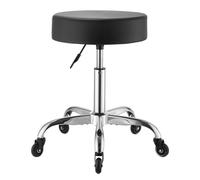 VEVOR Sgabello con Ruote per Ufficio, Sedile Rotondo Portata Massima 226,8 kg, Altezza Regolabile, Rotelle Silenziose, Imbottito in Similpelle PU, Girevole a 360°, Colore Nero, per Sale Attesa Studi