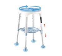 VEVOR Sgabello da Doccia Sedile da Bagno Rotondo Girevole 360° Antiscivolo, Sedia da Bagno Altezza Regolabile, Carico 158,8 kg, Vasca da Bagno, Doccia, Senza Schienale, Ausilio per Mobilità Ridotta