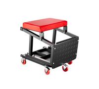 VEVOR Sgabello da Meccanico, Capacità 136 kg Sgabello da Lavoro con Ruote, Sgabello da Officina Girevole a 360° con Vassoio Portautensili, Sedile di Riparazione, per Officina e Riparazione Auto, Nero