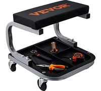 VEVOR Sgabello da Meccanico per Riparazione Manutenzione da Garage Officina per Auto Veicoli Ruote Girevoli Capacitò Carico da 113kg, Sgabello con Portautensili 36 x 36 x 36 cm Seduta in Materiale PU