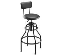 VEVOR Sgabello da Officina Girevole a 360° con Schienale, Sgabello da Lavoro con capacità di 136 kg Sedile con Rotelle Regolabile in Altezza, per Garage, Officina e Riparazione Auto, Nero