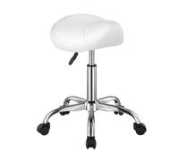VEVOR Sgabello da Sella con Ruote, Capacità di Peso di 204 kg, Sgabello Ergonomico Girevole in Pelle PU Ispessita Regolabile in Altezza per Salone, Massaggi, Clinica, Bianco Peso 4,7 kg
