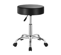 VEVOR Sgabello Girevole, Capacità di Peso 204 kg, Sgabello Girevole Rotondo in Pelle, Ispessita Regolabile in Altezza, Sgabello con Cuscino Spesso per Salone, Spa, Massaggi, Clinica, Nero