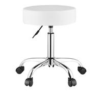 VEVOR Sgabello Girevole, Capacità di Peso 204 kg, Sgabello Girevole Rotondo in Pelle, Ispessita Regolabile in Altezza, Sgabello con Cuscino Spesso per Salone, Massaggi, Clinica, Bianco