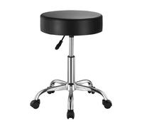 VEVOR Sgabello Girevole, Capacità di Peso 204 kg, Sgabello Girevole Rotondo in Pelle, Ispessita Regolabile in Altezza, Sgabello con Cuscino Spesso per Salone, Spa, Massaggi, Clinica, Nero