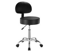 VEVOR Sgabello Girevole con Supporto per Schiena e Ruote, Capacità 204 kg, Sgabello Girevole Rotondo in Pelle, Sgabello Ispessita Regolabile in Altezza per Salone Spa Massaggi Clinica, Nero