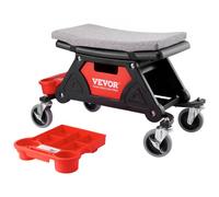 VEVOR Sgabello Mobile per Riparazione da Officina 64×33,5×39 cm Carico Max. 136 kg, Sgabello per Meccanico su Rotelle Bloccabile 450 × 250 mm con Vassoi Portautensili per Manutenzione Auto da Garage