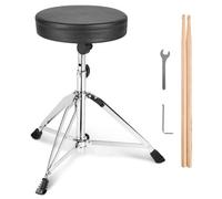 VEVOR Sgabello per Batteria, Sgabello Regolabile Sedile Imbottito Piedini Antiscivolo Bacchette 5A, Sedia per Batteria Girevole a 360° Batteristi in Altezza 490-585 mm Portata Massima Peso 150 kg