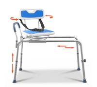 VEVOR Sgabello Scorrevole per Vasca da Bagno, Sedile Girevole 360° per Trasferimento in Vasca Carico max. 180 kg, Sedia da Bagno Altezza Regolabile con Braccioli Schienale 1035 x 540 x 1020 mm