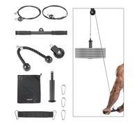 VEVOR Sistema a Carrucola da Soffitto per Lat Pulldown, Pulley da Palestra con 2 Cavi in Acciaio, Barra Corta e Maniglia, Attrezzo a Cavi per Bicipiti, Spalle, Braccio e Schiena, Capacità Max 127 kg