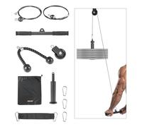 VEVOR Sistema a Carrucola da Soffitto per Lat Pulldown, Pulley da Palestra con 2 Cavi in Acciaio, Barra Corta e Maniglia, Attrezzo a Cavi per Bicipiti, Spalle, Braccio e Schiena, Capacità Max 127 kg