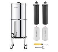 VEVOR Sistema di Filtraggio Acqua a Gravità Sistema in Acciaio Inox Sistema Filtraggio Acqua 7+7,5 L, Riduce Piombo e Cloro, con 2 Filtri al Carbone e 2 Filtri di Defluorurazione e Rubinetto Camper