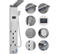 VEVOR Sistema di pannelli doccia, 6 modalità doccia, LED e schermo Pannello doccia idroelettrico Torre, Pioggia, Cascata, 5 getti idromassaggio, Set doccia a parete in acciaio inossidabile