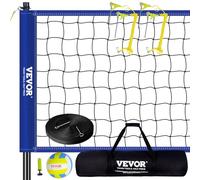 VEVOR Sistema di Rete da Pallavolo Portatile per Esterni, Pali in Acciaio Altezza Regolabile, Pallavolo in PVC, Pompa, Borsa, Rete da Pallavolo Resistente per Cortile, Spiaggia, Prato