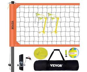 VEVOR Sistema di Rete da Pallavolo Portatile per Esterni, Pali in Alluminio, Set Con Palla in PVC, Borsa per Il Trasporto, Rete Resistente per Cortile, Spiaggia, Prato