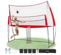 VEVOR Sistema Rete per Allenamento Pallavolo, Attrezzatura Regolabile in Altezza con Ritorno Palla, Stazione di Rete Portatile, Facile da Installare per Giardino, Servizio per Migliorare Precisione