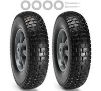 VEVOR Ruota con Pneumatico Run-Flat in PU Solido, 10", Confezione da 2, Carico Dinamico 180 lb, Carico Statico 220 lb, Pneumatici Tubeless e Ruote Flat Free per Carrello a Mano, Carrello Multiuso