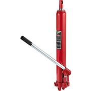 VEVOR Sollevatore idraulico lungo, 3 tonnellate/6600 lbs, con pompa a pistone singolo e base a forcella, leva manuale con maniglia, per garage e negozi, sollevamento motore, rosso