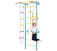 VEVOR Spalliera Struttura per Arrampicata su Parete da Ginnastica per Bambini con Scala Svedese in Acciaio al Carbonio, Barra per Trazioni e Scala in Corda e Anelli, Portata 100 kg, Multicolore