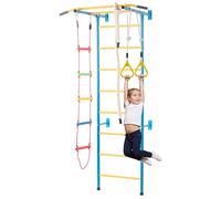 VEVOR Spalliera Struttura per Arrampicata su Parete da Ginnastica per Bambini con Scala Svedese in Acciaio al Carbonio, Barra per Trazioni e Scala in Corda e Anelli, Portata 100 kg, Multicolore