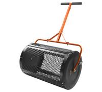 VEVOR Spanditore per Compost Torba Muschio 60 cm, Spanditore per Prato a Rulli Manico a T Regolabile in Altezza, Cestino in Rete di Acciaio con Chiusure Laterali, per Spargere Letame, Terriccio, Nero