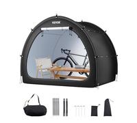 VEVOR Spaziosa Tenda per Riporre le Bici all'Aperto con Finestra Ventilata, Tenda Impermeabile a Forma di Ventaglio con Fibra di Vetro e Doppie Cerniere da 4 a 5 Bici, 2190 x 1550 x 1730 mm