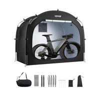 VEVOR Spaziosa Tenda per Riporre le Bici all'Aperto con Finestra Ventilata, Tenda Impermeabile Arco Superiore con Fibra di Vetro e Doppie Cerniere Nero da 4 a 5 Bici 2260 x 1510 x 1970 mm