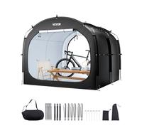 VEVOR Spaziosa Tenda per Riporre le Bici all'Aperto con Finestra Ventilata, Tenda Impermeabile Arco Superiore con Fibra di Vetro e Doppie Cerniere da 5 Bici, 2240 x 2470 x 1980 mm Nero