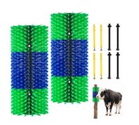 VEVOR Spazzola per Bestiame 2 Pezzi da Stalla, Rullo Gratta Animali con 8 Viti 430 x 190 mm, Verde e Blu, per Alleviamento Prurito Massaggio Toelettatura per Equini Bovini Capre Vitelli Ovini Maiali