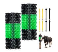 VEVOR Spazzola per Bestiame 2 Pezzi per Bovini, Perno per Massaggio Animali da Fattoria con 8 Viti 430 x 190 mm, Verde e Nero, Per Alleviamento Prurito e Pulizia di Equini Mucche Capre Ovini e Suini