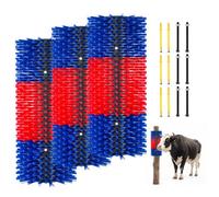VEVOR Spazzola per Bestiame 3 Pezzi, Perno a Rullo con 12 Viti, 430 x 190 mm, Blu e Rosso, per Alleviamento Prurito alla Schiena Massaggio e Toelettatura di Asini Cavalli Bovini Vitelli Ovini e Suini