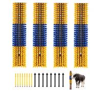 VEVOR Spazzola per Bestiame 4 Pezzi, Perno Grattapelo con 16 Viti 430 x 100 mm, Colore Giallo e Blu, per Alleviamento Prurito in Autonomia Massaggio e Toelettatura per Cavalli Asini Bovini e Suini